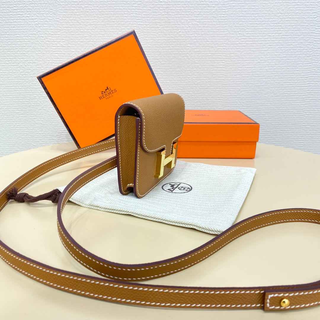 Hermes Constance Slim Wallet Tan Epsom Leather Gold H082084