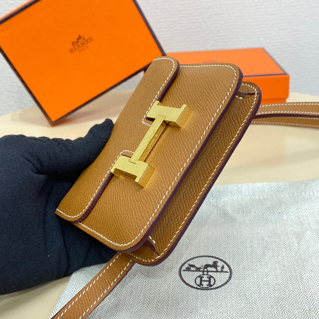 Hermes Constance Slim Wallet Tan Epsom Leather Gold H082084