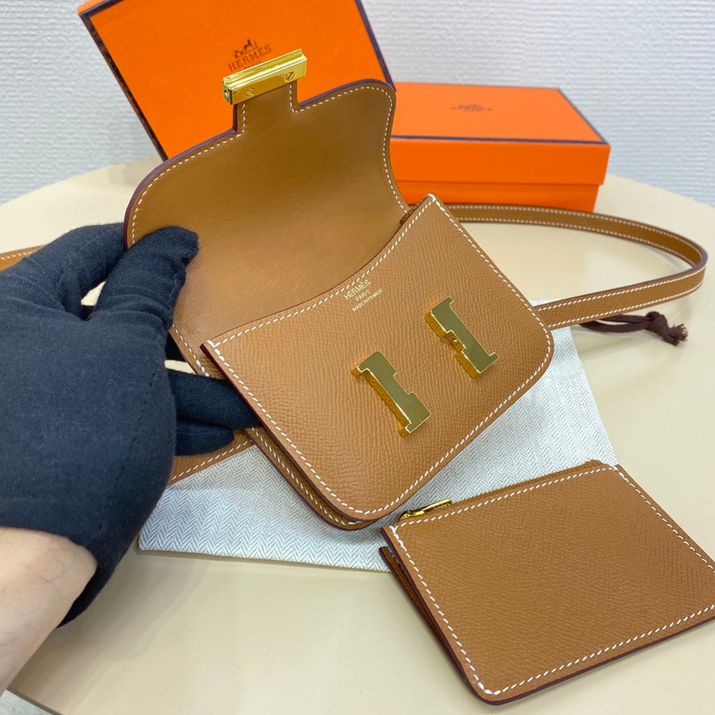 Hermes Constance Slim Wallet Tan Epsom Leather Gold H082084