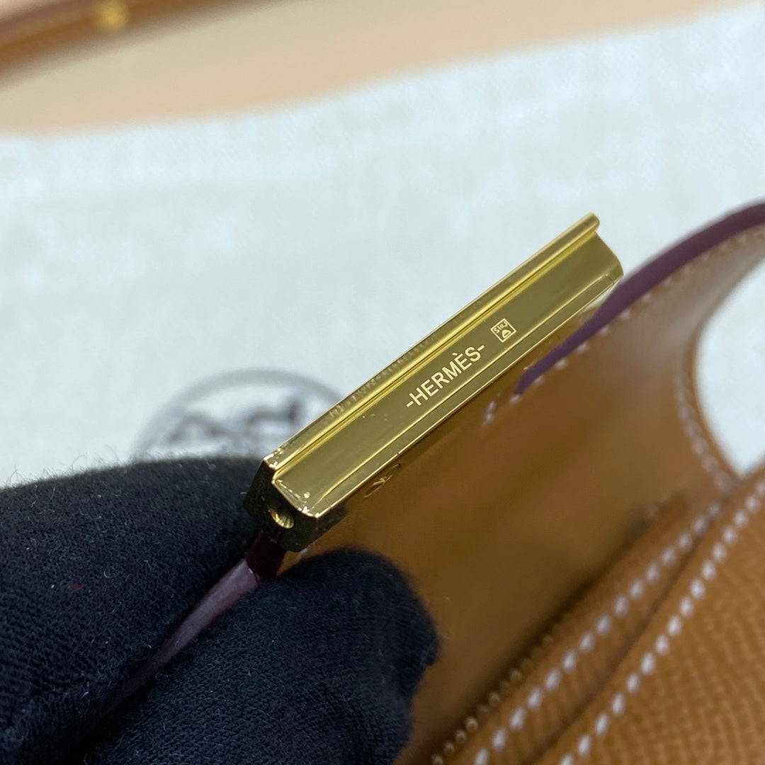 Hermes Constance Slim Wallet Tan Epsom Leather Gold H082084