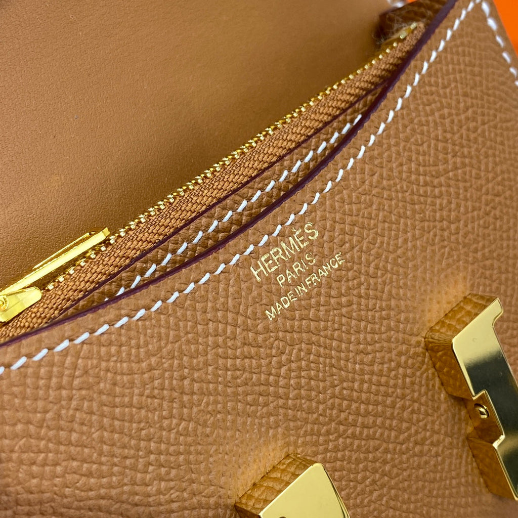 Hermes Constance Slim Wallet Tan Epsom Leather Gold H082084