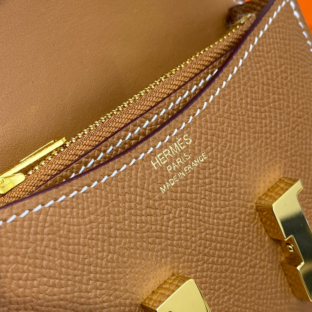 Hermes Constance Slim Wallet Tan Epsom Leather Gold H082084