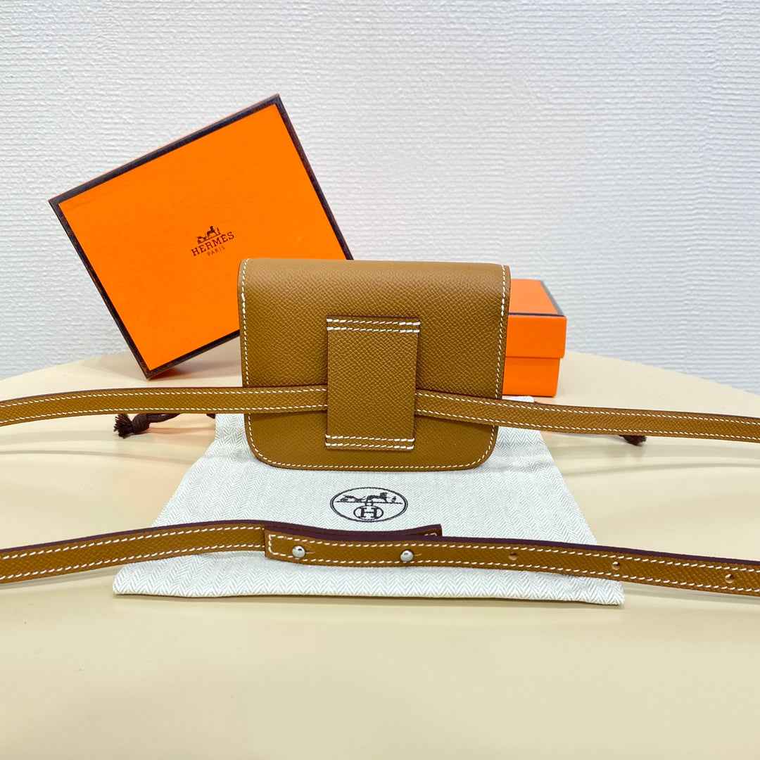 Hermes Constance Slim Wallet Tan Epsom Leather Silver H082085