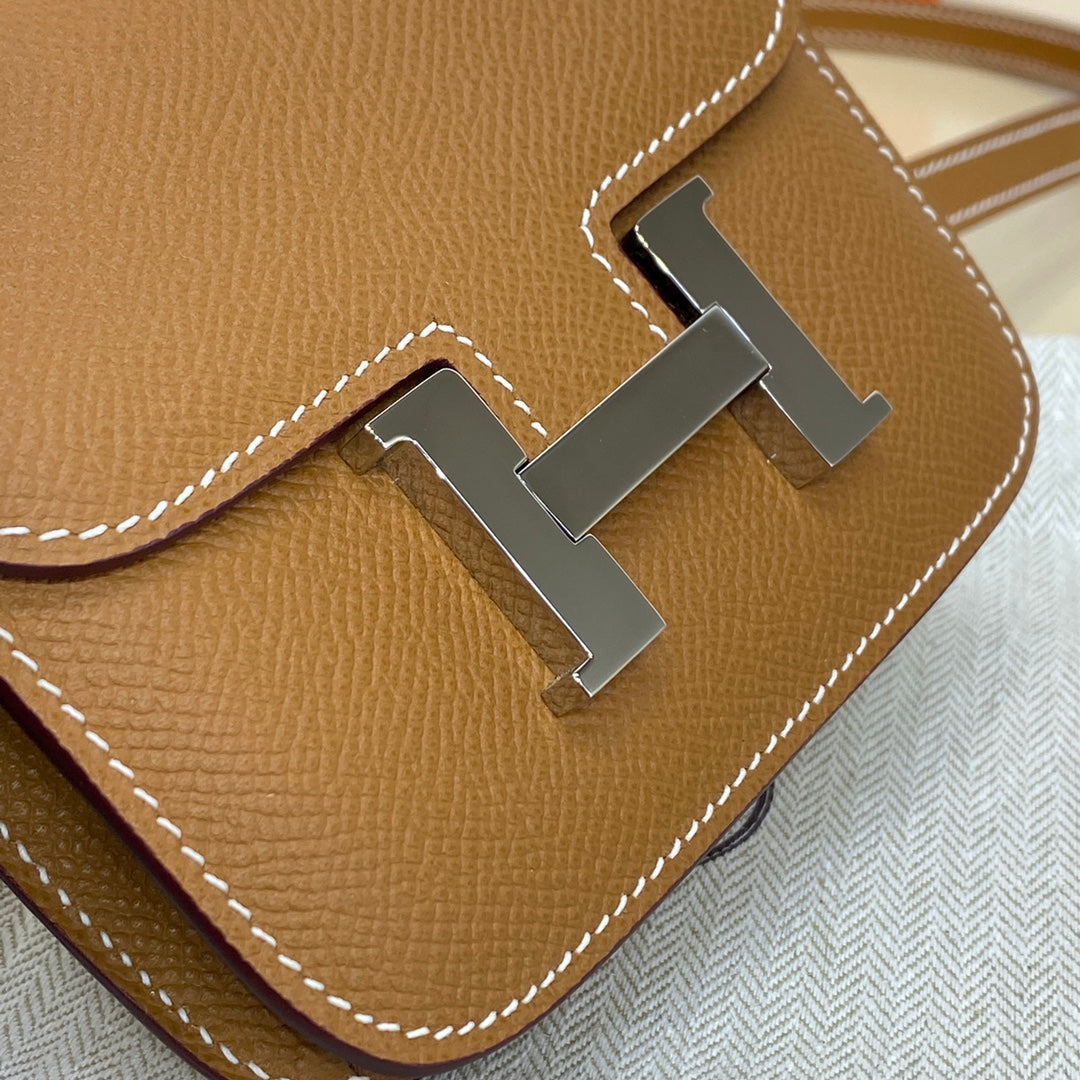 Hermes Constance Slim Wallet Tan Epsom Leather Silver H082085