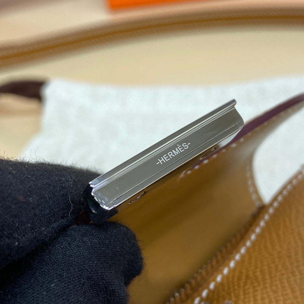 Hermes Constance Slim Wallet Tan Epsom Leather Silver H082085