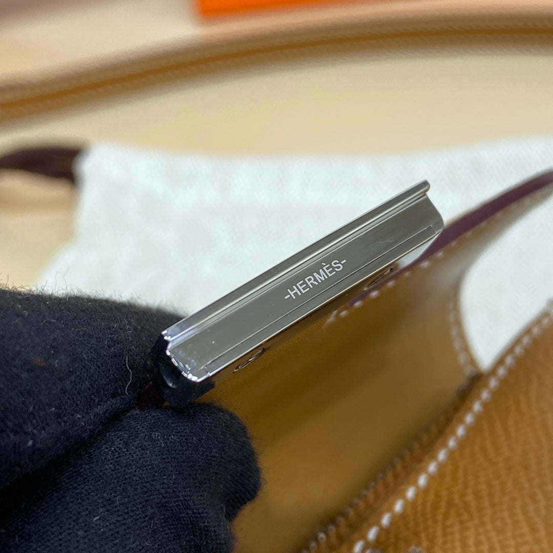 Hermes Constance Slim Wallet Tan Epsom Leather Silver H082085