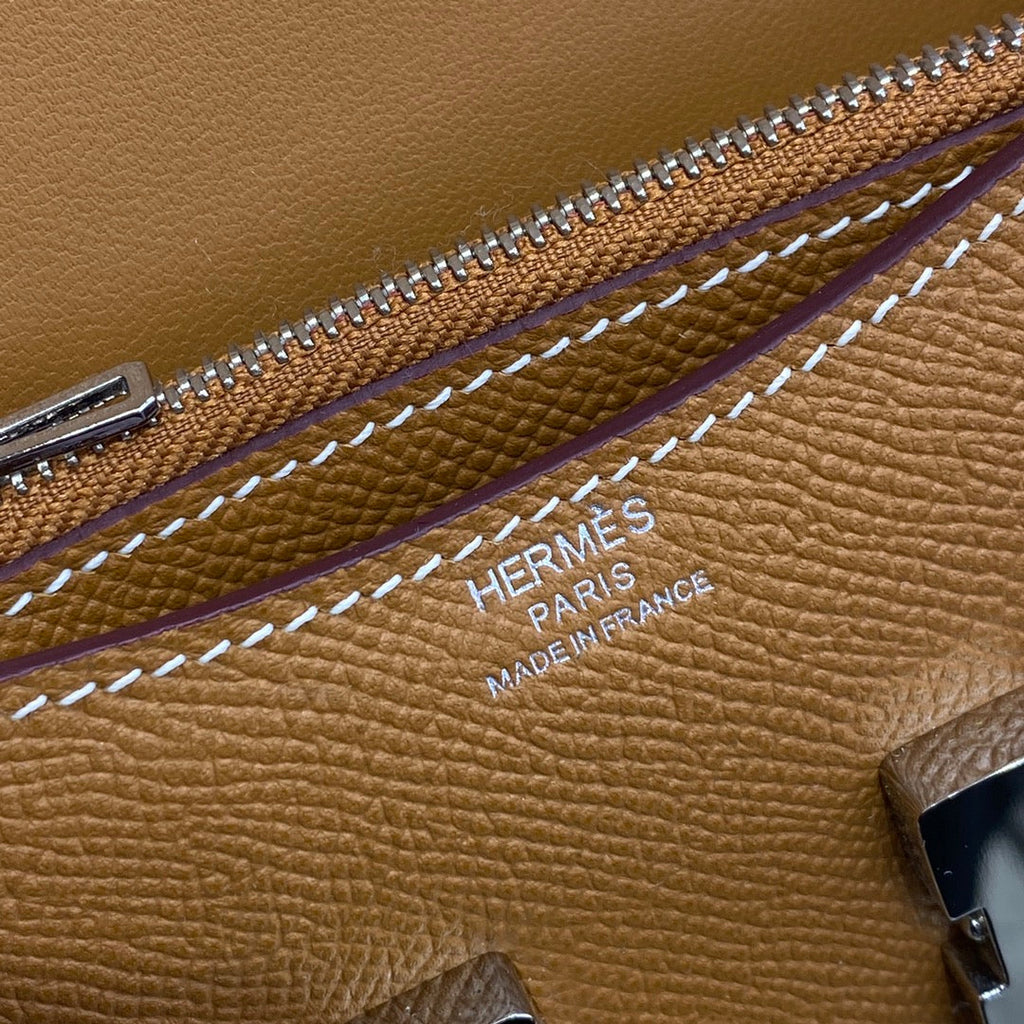 Hermes Constance Slim Wallet Tan Epsom Leather Silver H082085