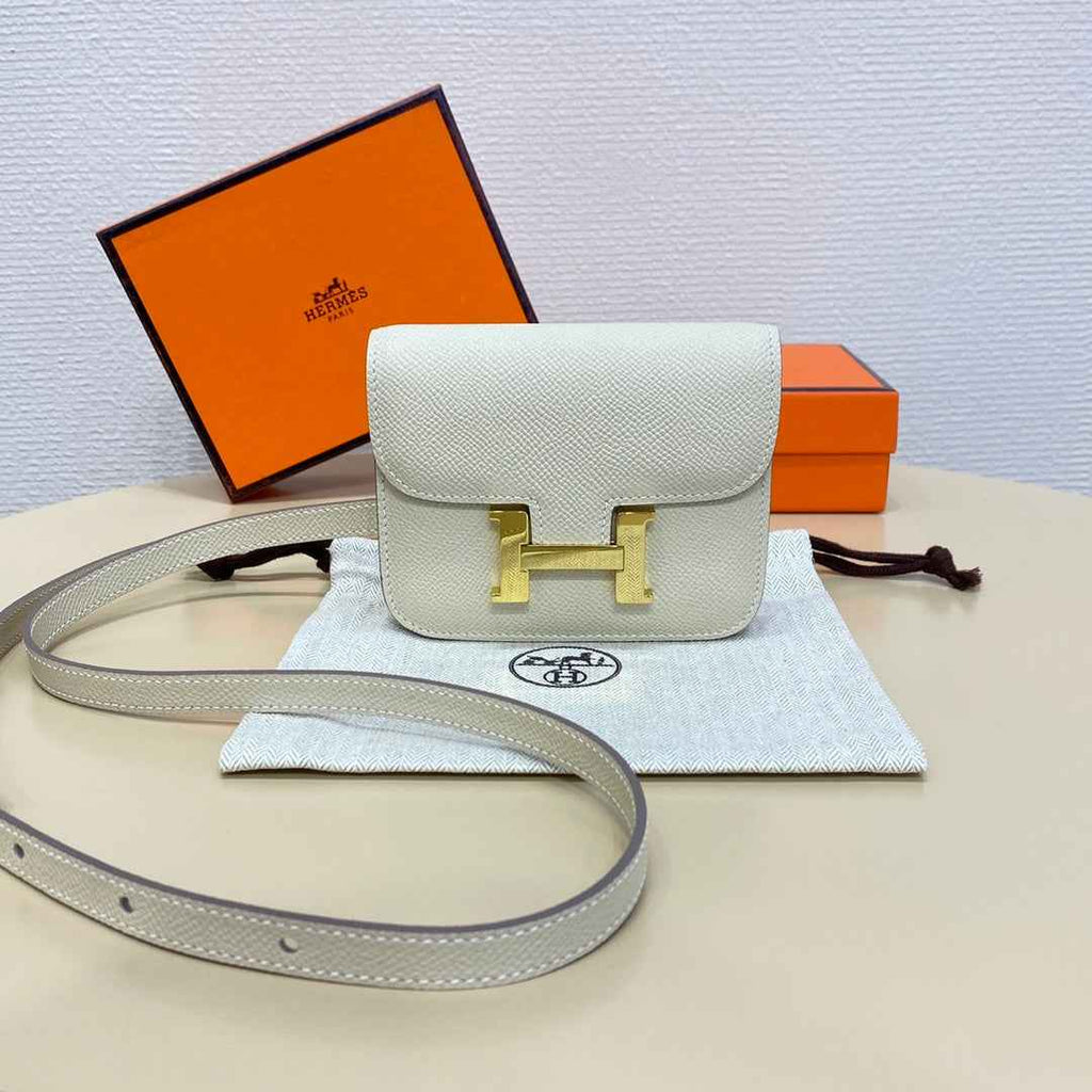 Hermes Constance Slim Wallet Beige Epsom Leather Gold H082086