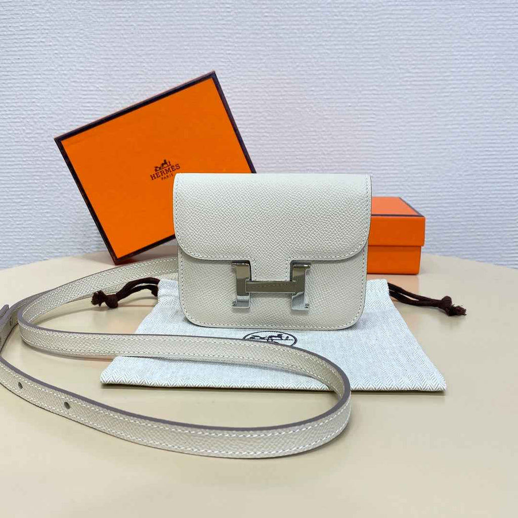 Hermes Constance Slim Wallet Beige Epsom Leather Silver H082087
