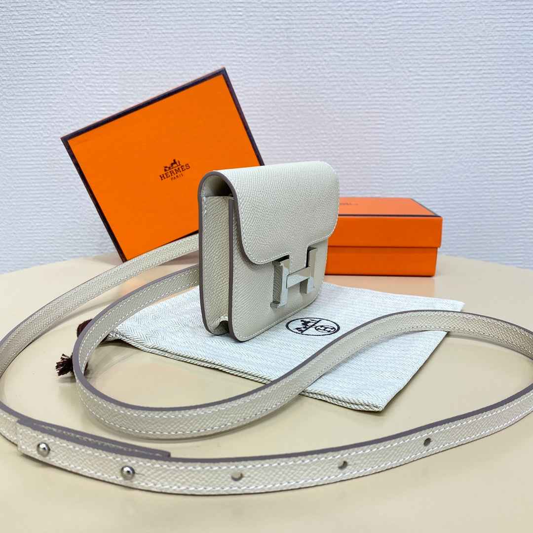 Hermes Constance Slim Wallet Beige Epsom Leather Silver H082087