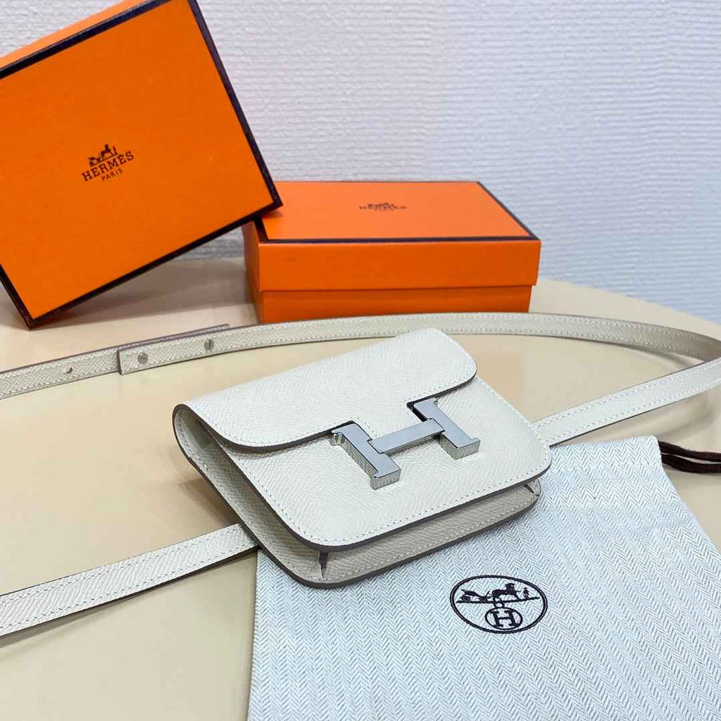 Hermes Constance Slim Wallet Beige Epsom Leather Silver H082087