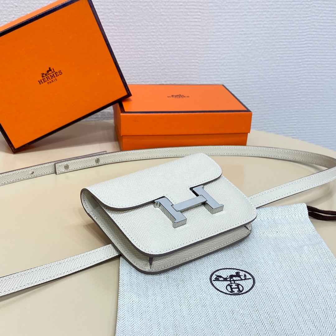 Hermes Constance Slim Wallet Beige Epsom Leather Silver H082087