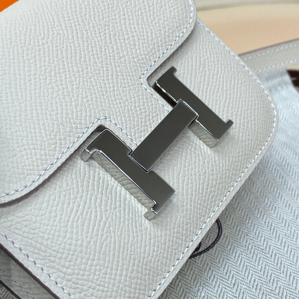 Hermes Constance Slim Wallet Beige Epsom Leather Silver H082087