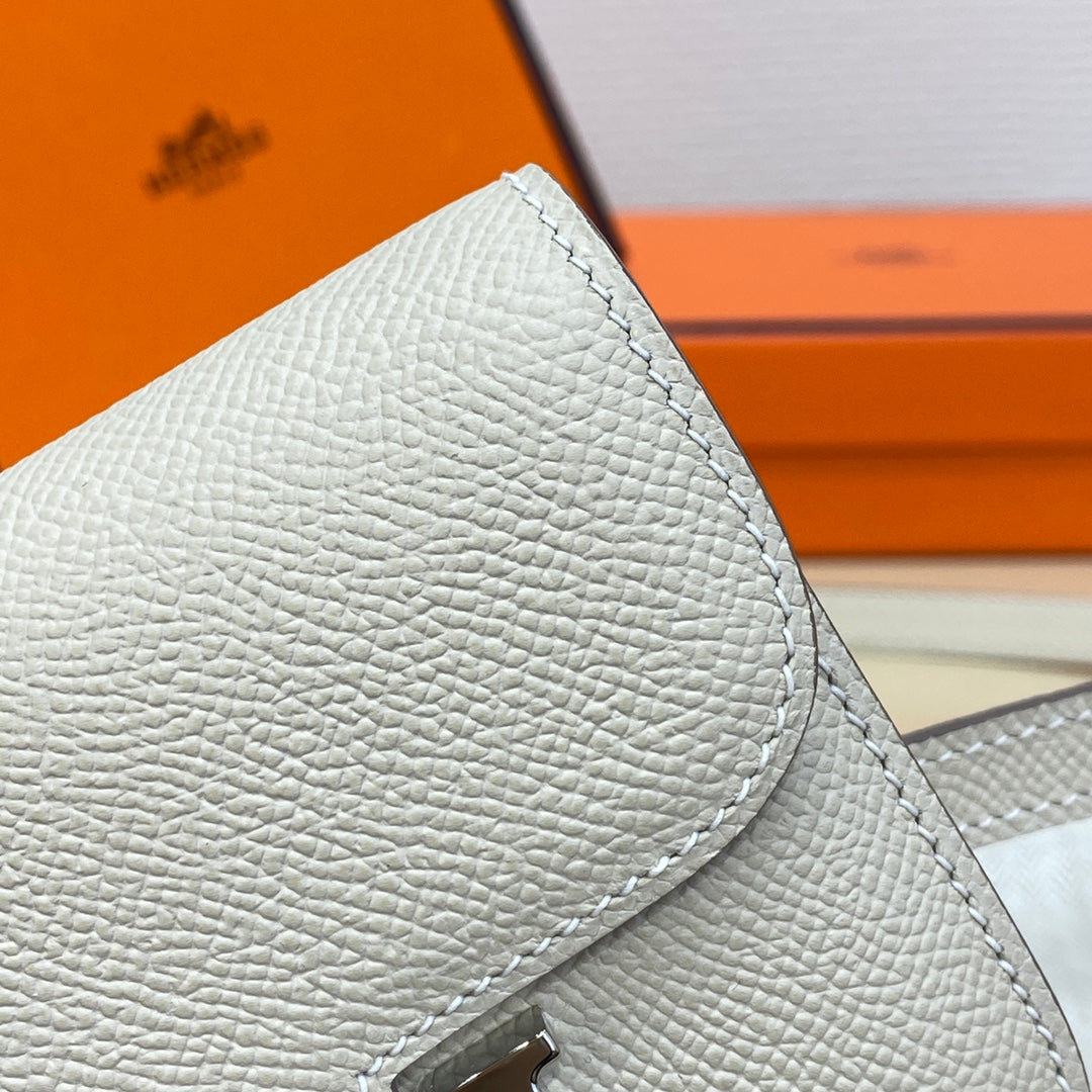 Hermes Constance Slim Wallet Beige Epsom Leather Silver H082087