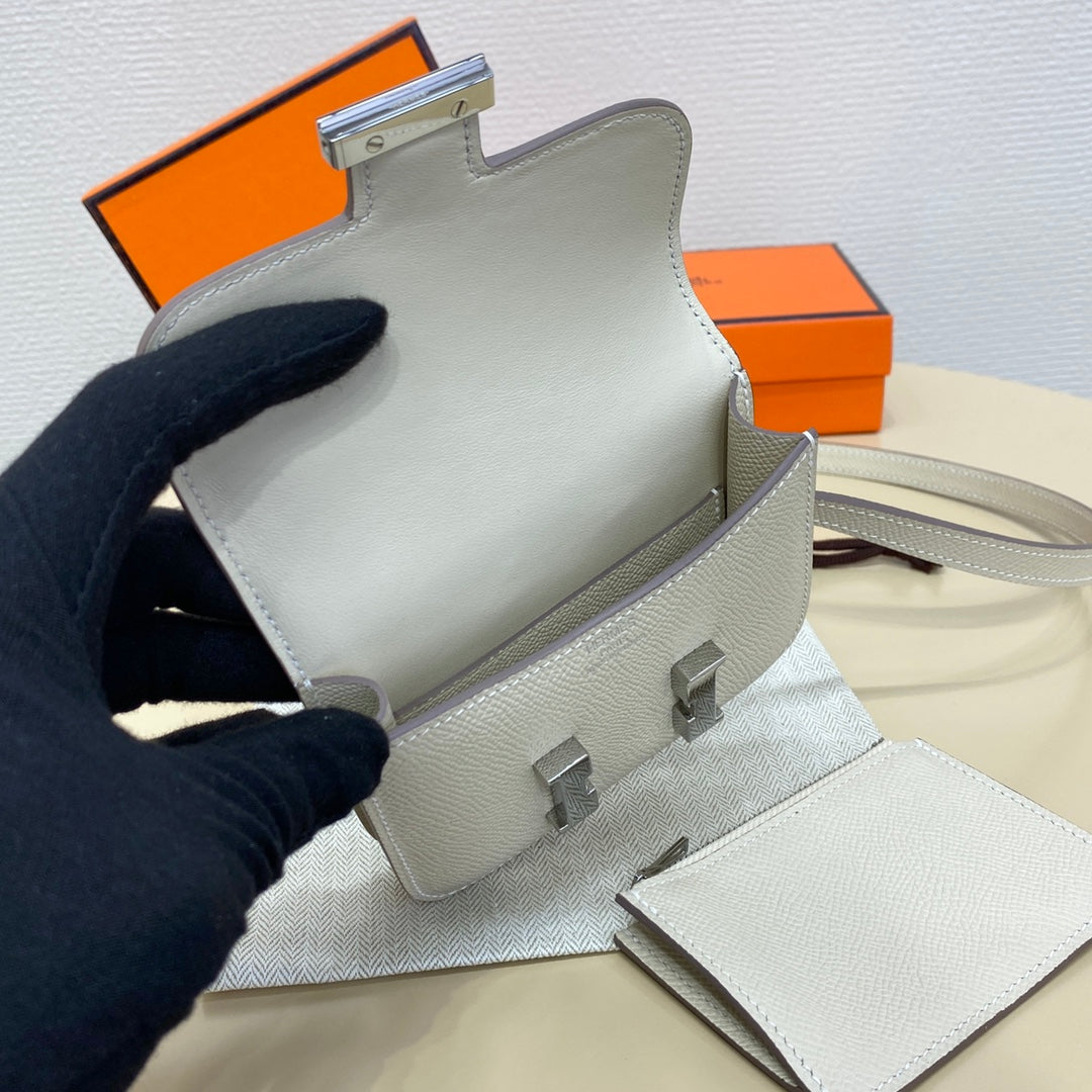 Hermes Constance Slim Wallet Beige Epsom Leather Silver H082087