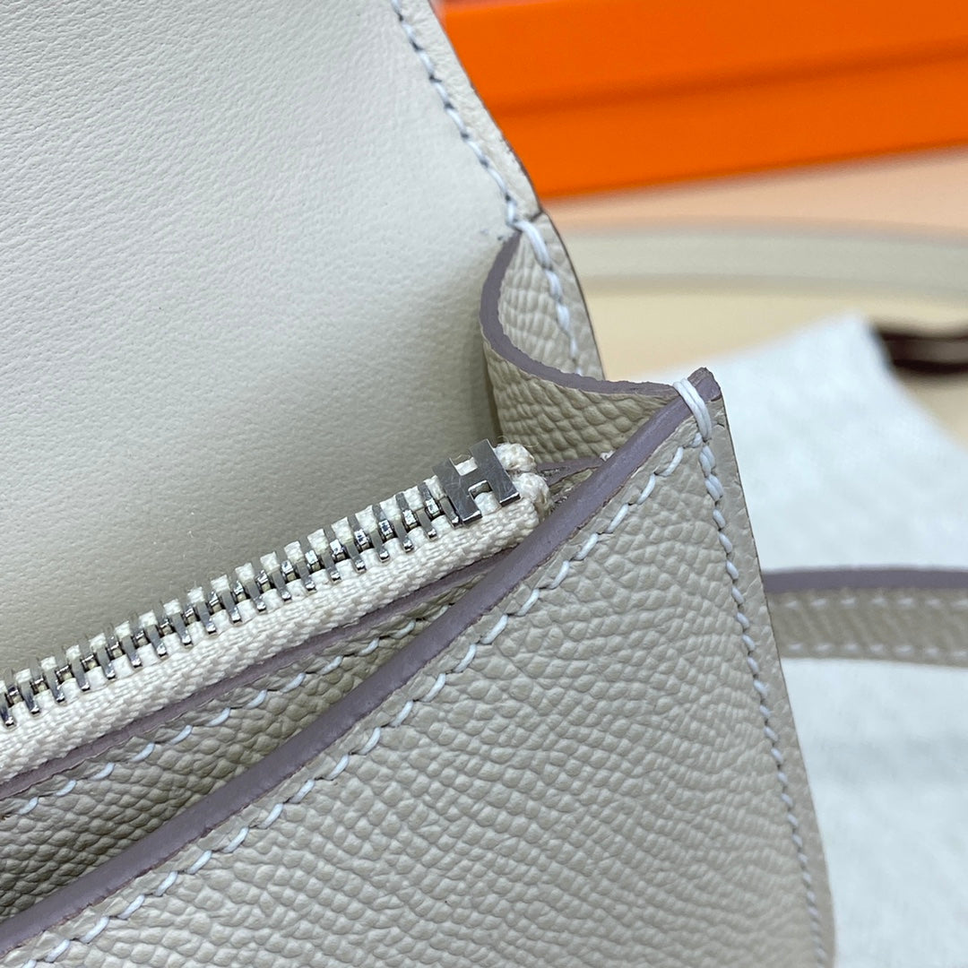 Hermes Constance Slim Wallet Beige Epsom Leather Silver H082087