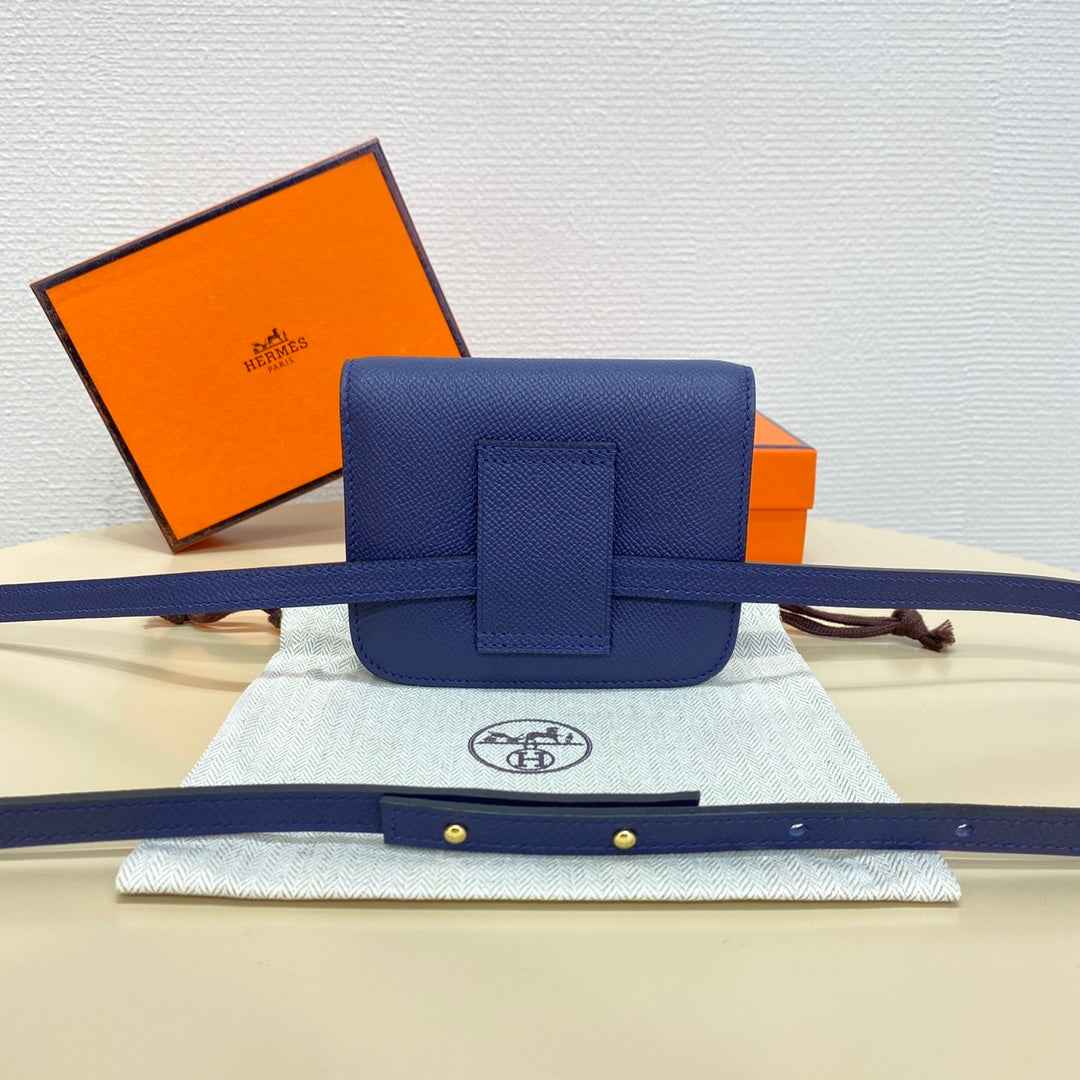 Hermes Constance Slim Wallet Navy Blue Epsom Leather Gold H082088