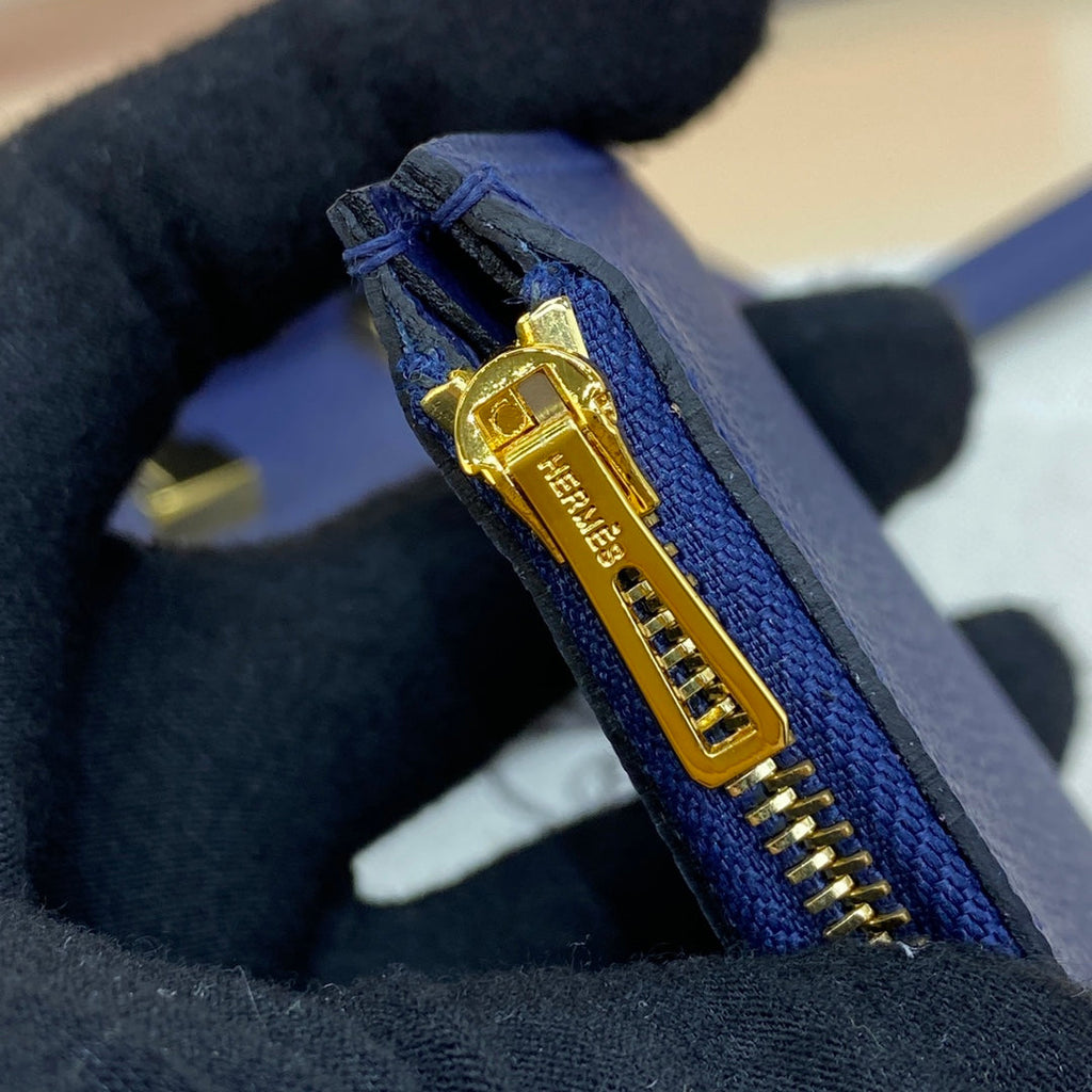 Hermes Constance Slim Wallet Navy Blue Epsom Leather Gold H082088