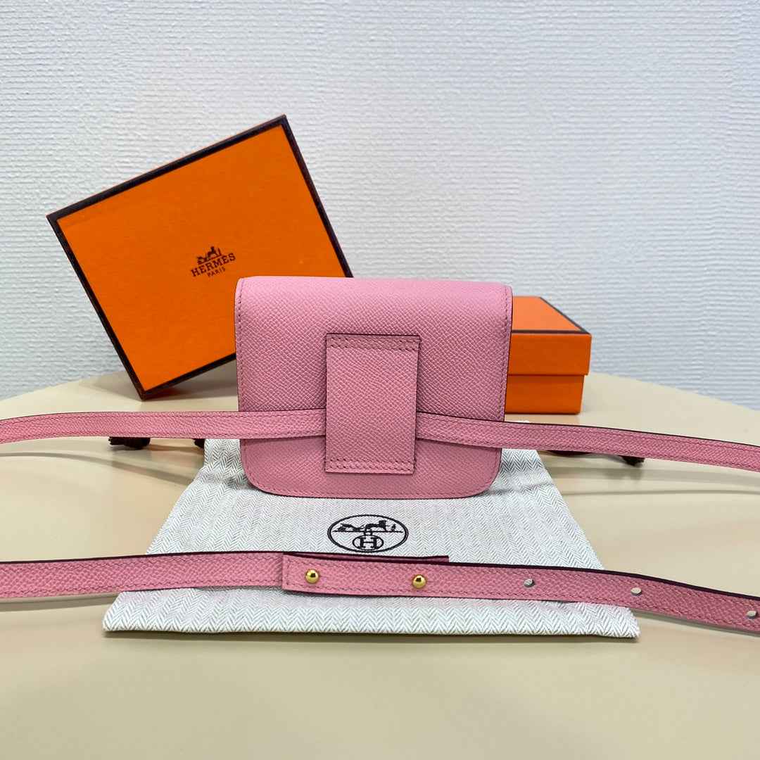 Hermes Constance Slim Wallet Pink Epsom Leather Gold H082090