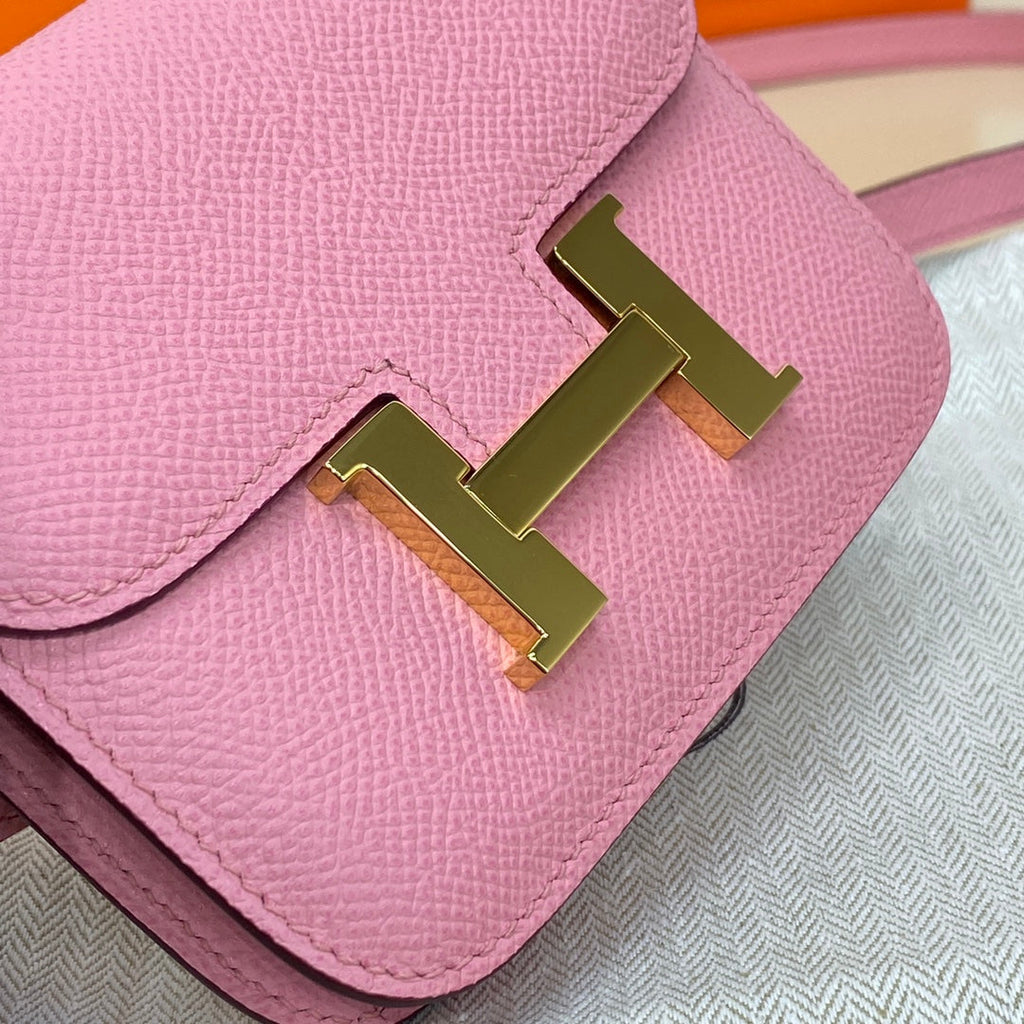 Hermes Constance Slim Wallet Pink Epsom Leather Gold H082090