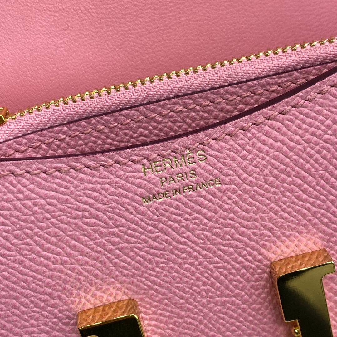 Hermes Constance Slim Wallet Pink Epsom Leather Gold H082090