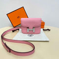 Hermes Constance Slim Wallet Pink Epsom Leather Silver H082091