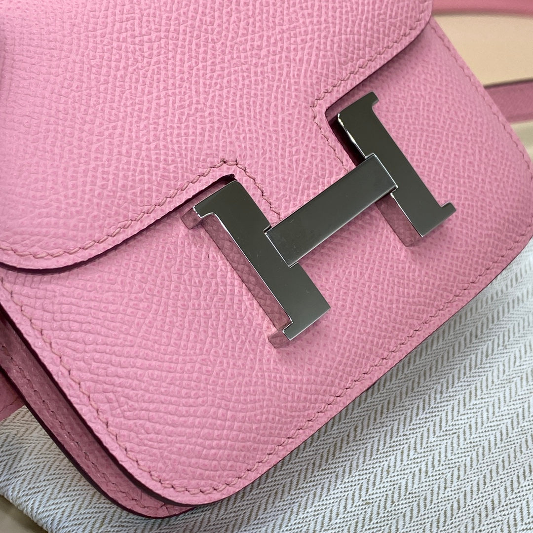 Hermes Constance Slim Wallet Pink Epsom Leather Silver H082091