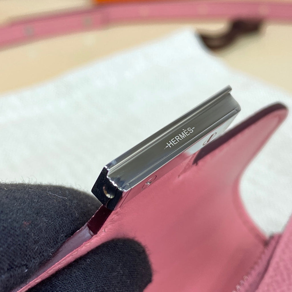 Hermes Constance Slim Wallet Pink Epsom Leather Silver H082091