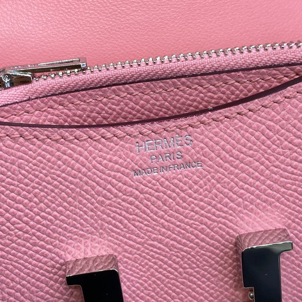 Hermes Constance Slim Wallet Pink Epsom Leather Silver H082091