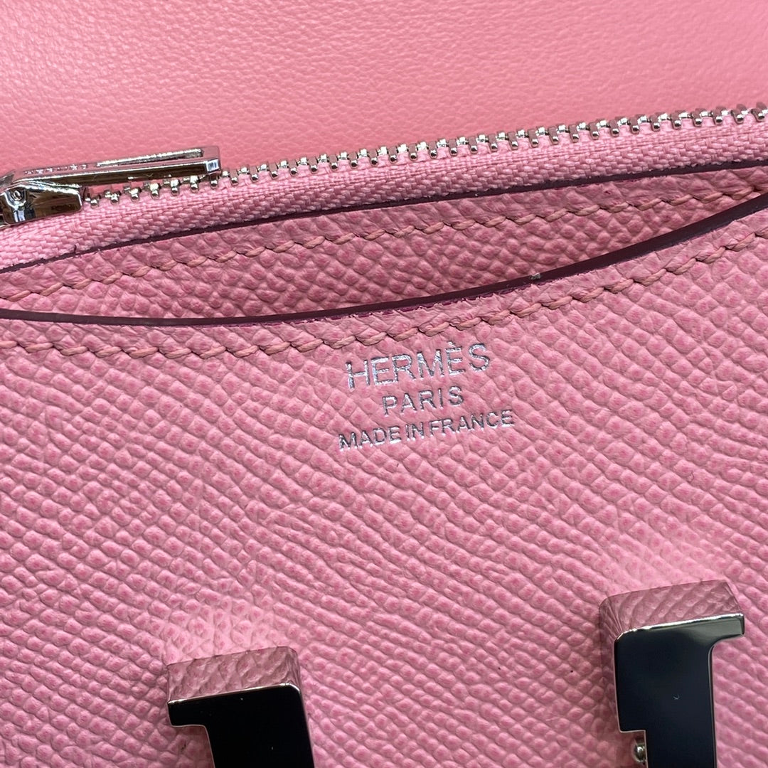 Hermes Constance Slim Wallet Pink Epsom Leather Silver H082091