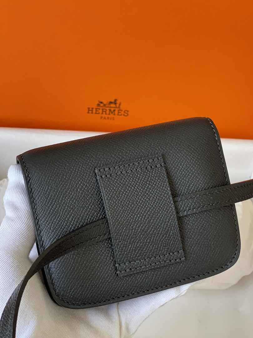 Hermes Constance Slim Wallet Black Epsom Leather Silver H082095