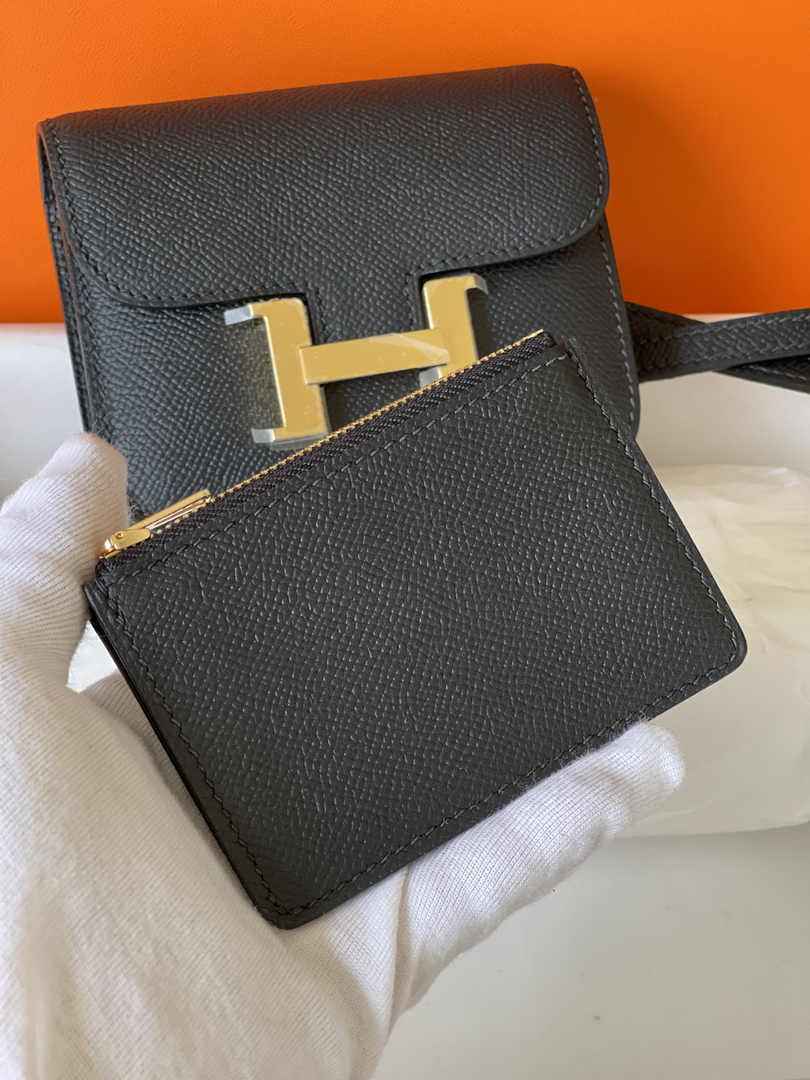 Hermes Constance Slim Wallet Black Epsom Leather Gold H082092