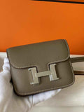 Hermes Constance Slim Wallet Epsom Dark Gray Leather Silver H082097