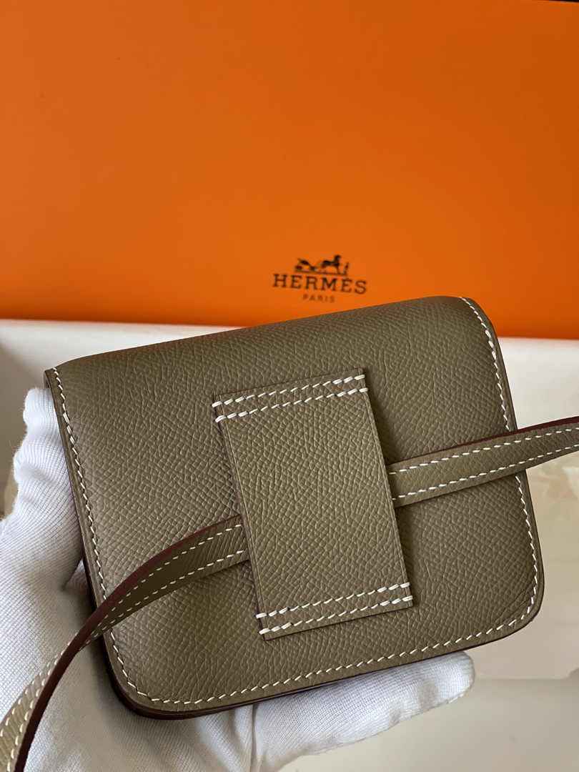 Hermes Constance Slim Wallet Epsom Dark Gray Leather Silver H082097