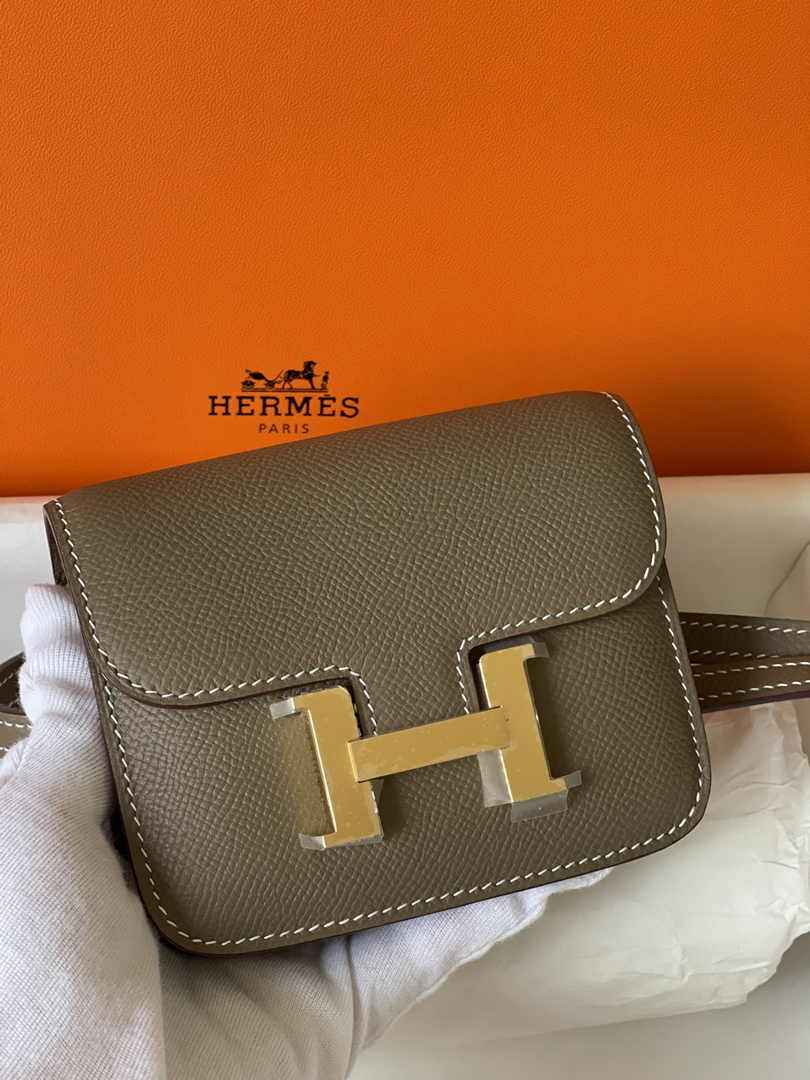 Hermes Constance Slim Wallet Epsom Dark Gray Leather Gold H082094
