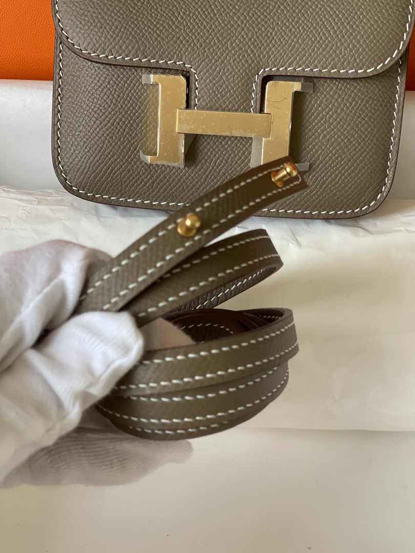 Hermes Constance Slim Wallet Epsom Dark Gray Leather Gold H082094