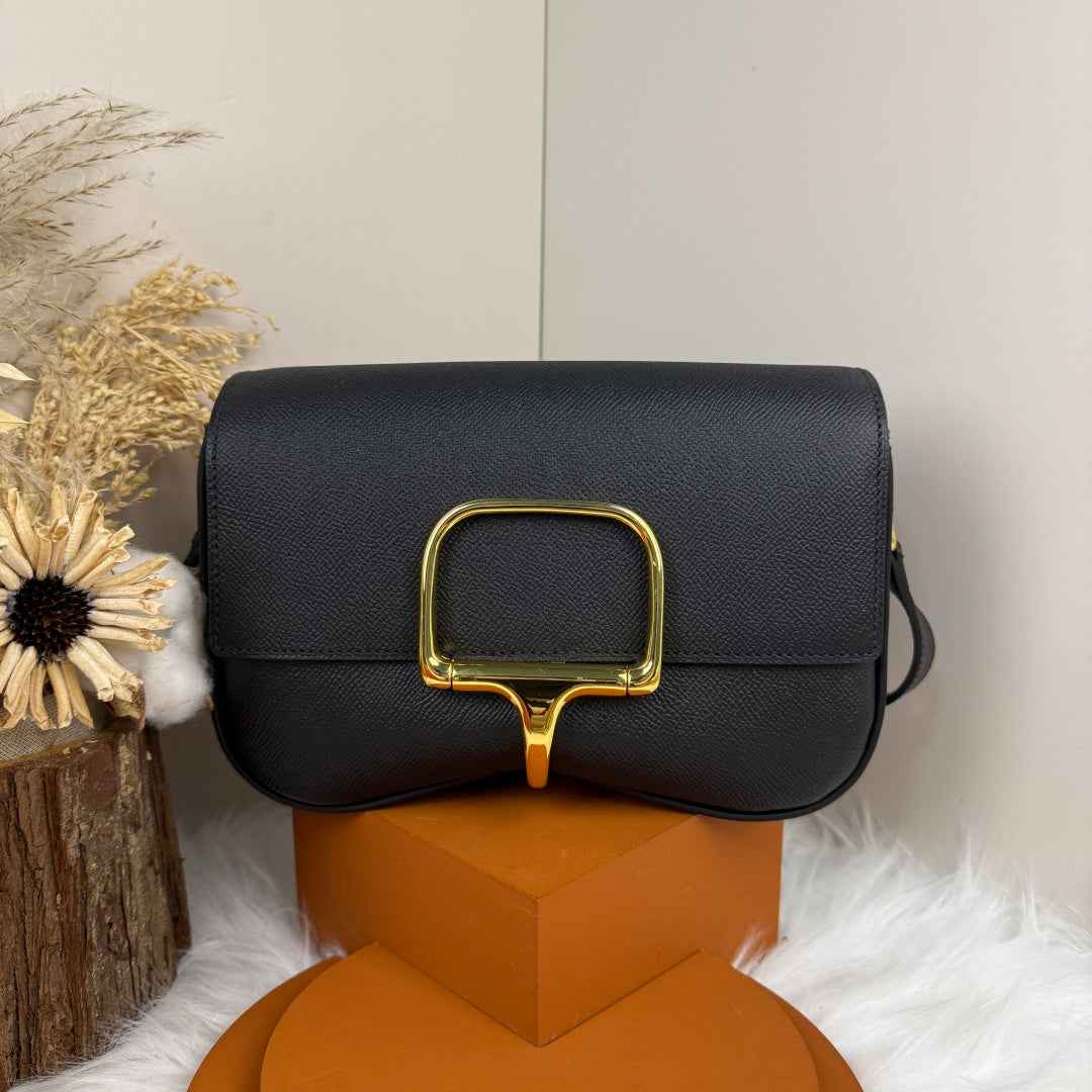 Hermès Della Cavalleria Elan Bag in Black Epsom Calfskin Gold Hardware