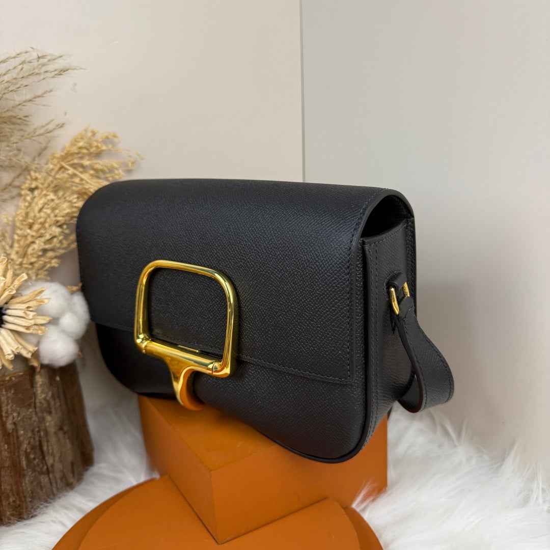 Hermès Della Cavalleria Elan Bag in Black Epsom Calfskin Gold Hardware