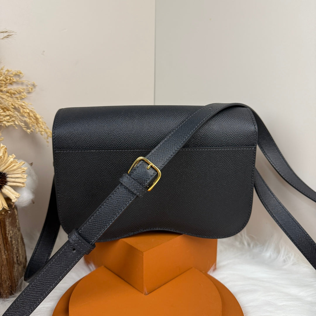 Hermès Della Cavalleria Elan Bag in Black Epsom Calfskin Gold Hardware