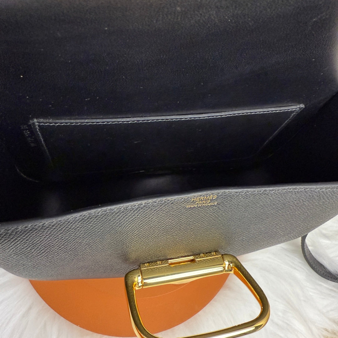 Hermès Della Cavalleria Elan Bag in Black Epsom Calfskin Gold Hardware