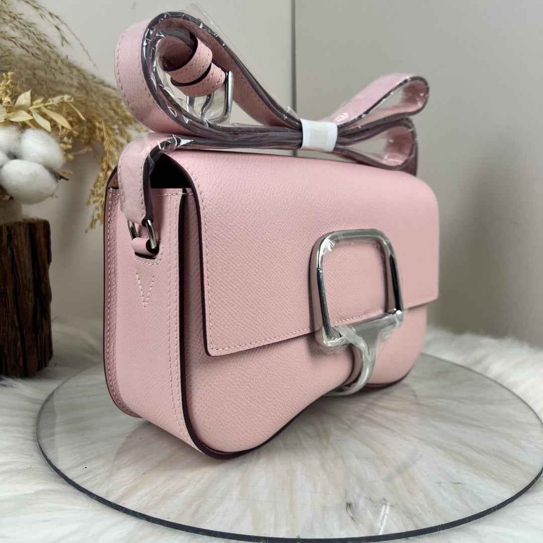 Hermès Della Cavalleria Elan Bag in Pink Epsom Calfskin Silver Hardware