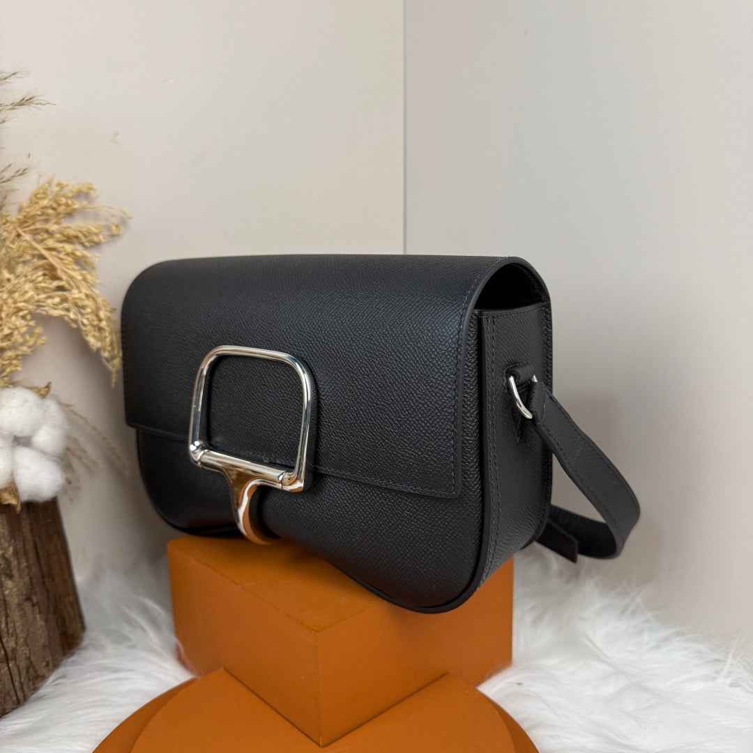 Hermès Della Cavalleria Elan Bag in Black Epsom Calfskin Silver Hardware