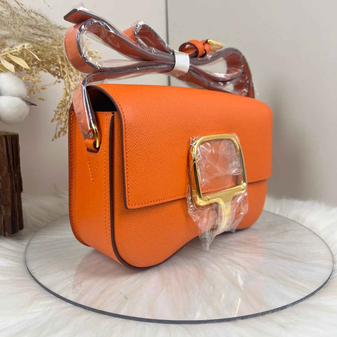 Hermès Della Cavalleria Elan Bag in Orange Epsom Calfskin Gold Hardware