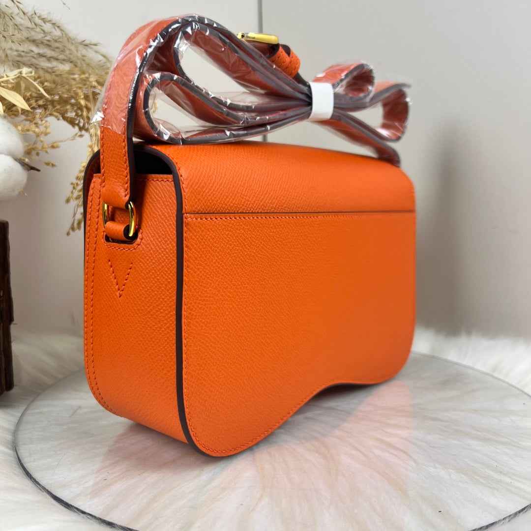 Hermès Della Cavalleria Elan Bag in Orange Epsom Calfskin Gold Hardware