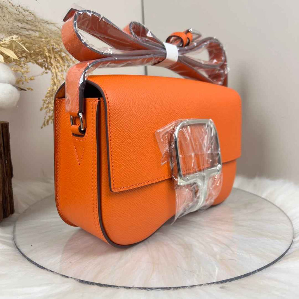 Hermès Della Cavalleria Elan Bag in Orange Epsom Calfskin Silver Hardware