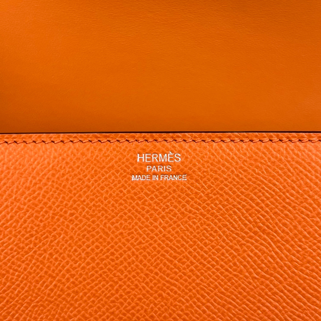 Hermès Della Cavalleria Elan Bag in Orange Epsom Calfskin Silver Hardware