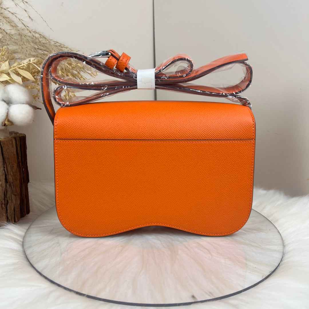 Hermès Della Cavalleria Elan Bag in Orange Epsom Calfskin Silver Hardware