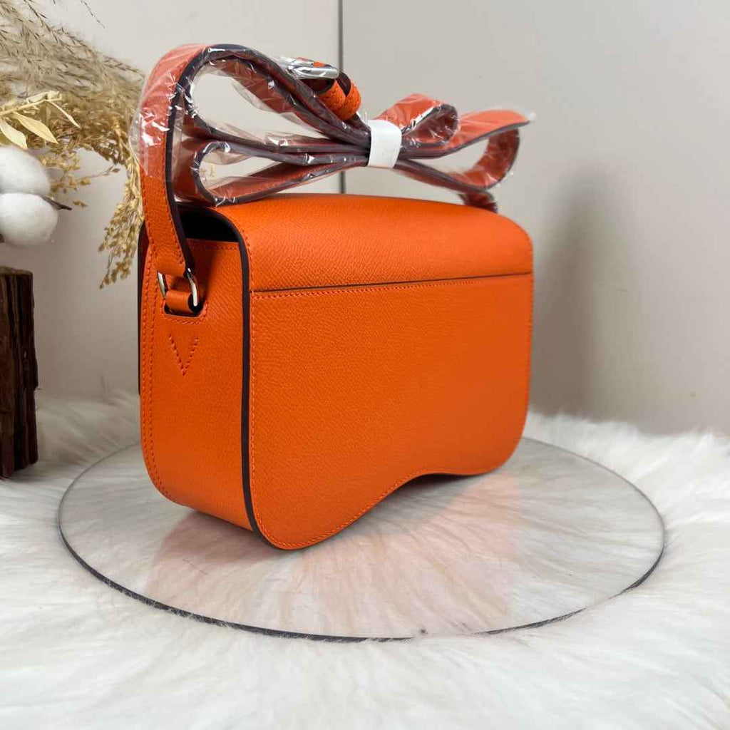 Hermès Della Cavalleria Elan Bag in Orange Epsom Calfskin Silver Hardware