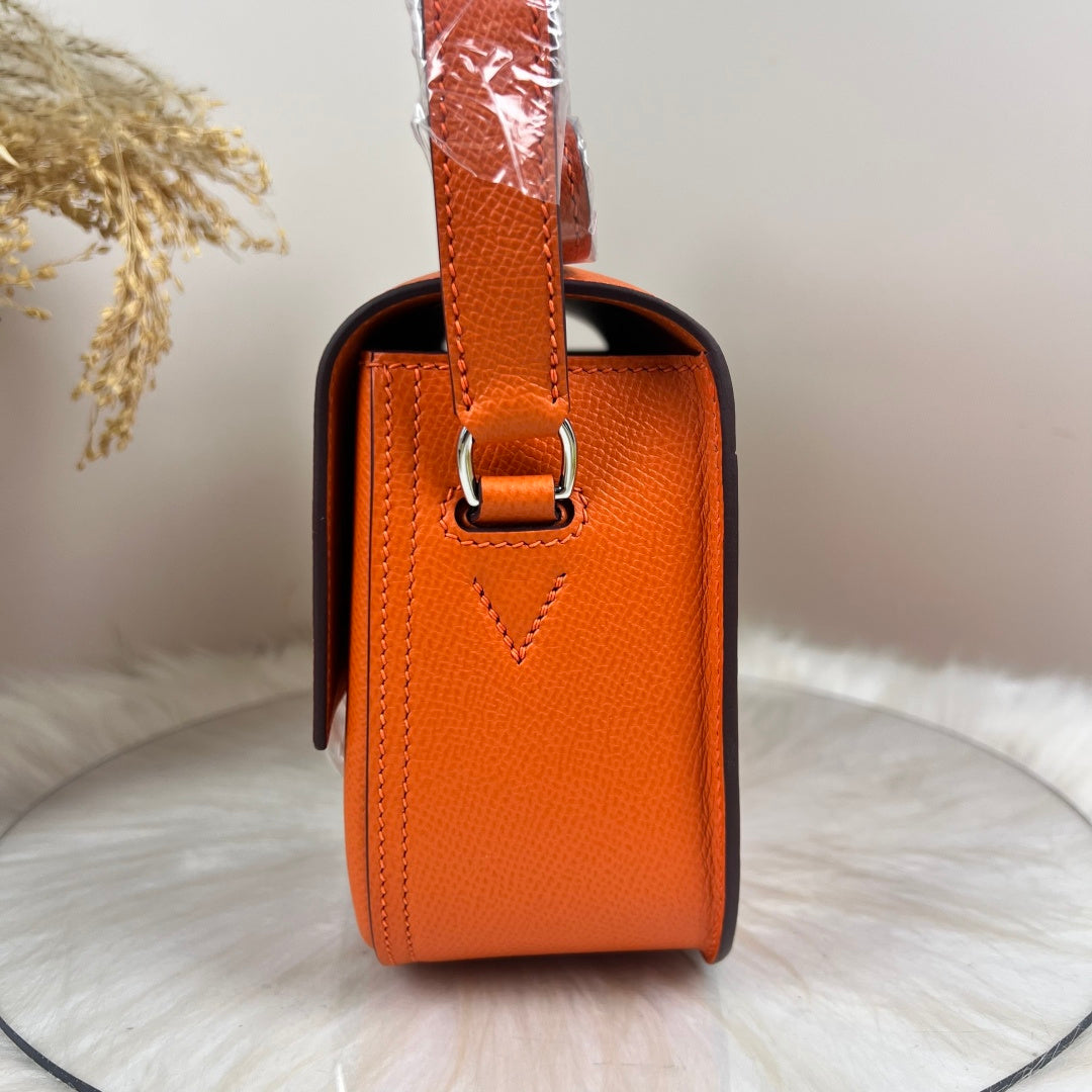 Hermès Della Cavalleria Elan Bag in Orange Epsom Calfskin Silver Hardware
