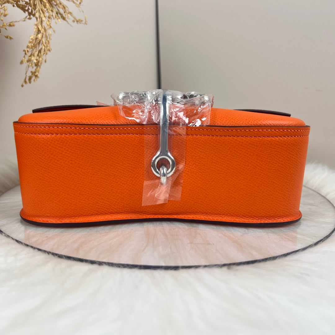 Hermès Della Cavalleria Elan Bag in Orange Epsom Calfskin Silver Hardware